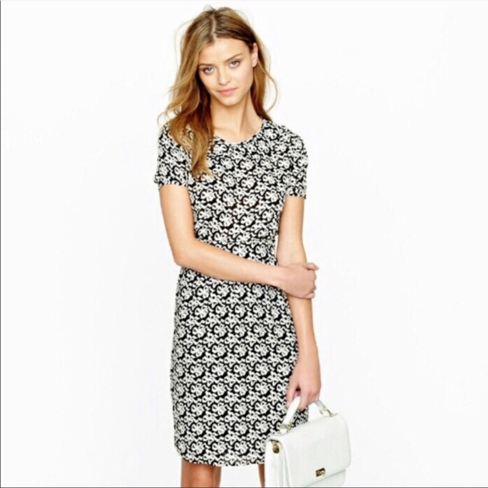 J Crew black & white bow print dress